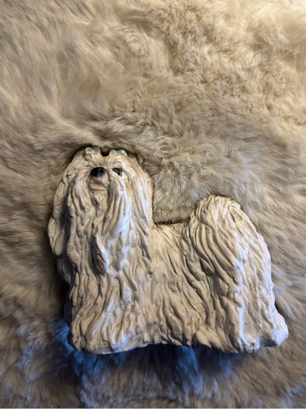 Stone Critter Littles Mini Maltese Dog Figurine Statue White USA Vintage p02